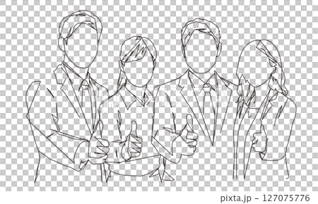 Line drawing illustration of business people in teamwork image Line drawing illustration of business people in teamwork image 127075776