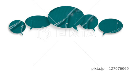 Green speech bubble crumpled paper isolated on transparent background 127076069