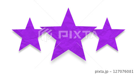 Crumpled purple star pattern stickers, separated on a transparent background. 127076081