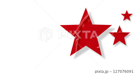 Crumpled red star pattern stickers, separated on a transparent background. Crumpled red star pattern stickers, separated on a transparent background. 127076091
