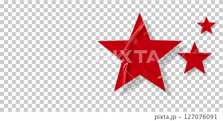 Crumpled red star pattern stickers, separated on a transparent background. Crumpled red star pattern stickers, separated on a transparent background. 127076091