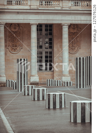 The Burens Columns (the two trays) installed in the Honor courtyard of the Palais Royal. The Burens Columns (the two trays) installed in the Honor courtyard of the Palais Royal. 127076126