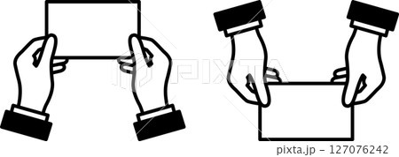 名刺交換をするスーツの手イラストアイコン 127076242