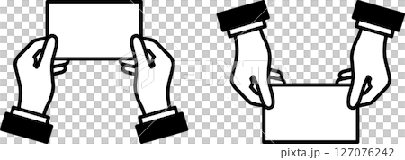 名刺交換をするスーツの手イラストアイコン 127076242