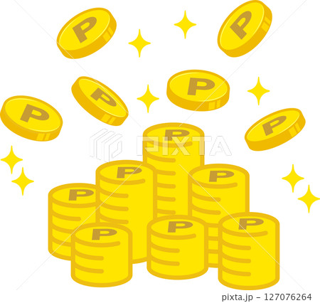 ポイントコインいっぱいイラストカラー 127076264