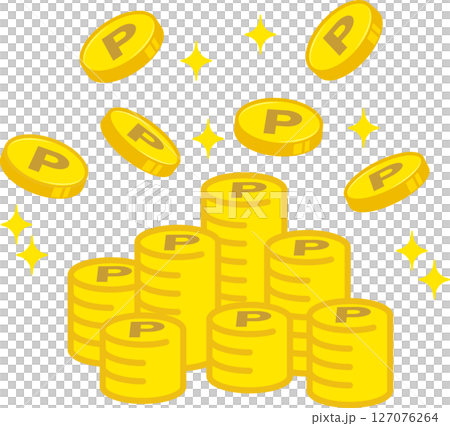 ポイントコインいっぱいイラストカラー 127076264
