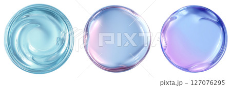 円形の水。切り抜き、合成用、潤いのイメージのセット 円形の水。切り抜き、合成用、潤いのイメージのセット 127076295