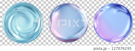 円形の水。切り抜き、合成用、潤いのイメージのセット 円形の水。切り抜き、合成用、潤いのイメージのセット 127076295