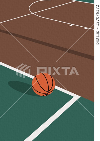Basketball field and ball. Basketball stickers banner Isolated objects. Elements for design and web applications. vector stock illustration for print design, sports typography. 127076372