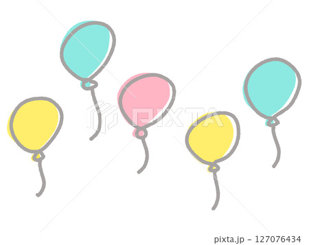 ゆるくて可愛い風船のセットイラスト ゆるくて可愛い風船のセットイラスト 127076434
