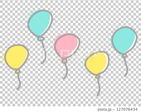 ゆるくて可愛い風船のセットイラスト ゆるくて可愛い風船のセットイラスト 127076434