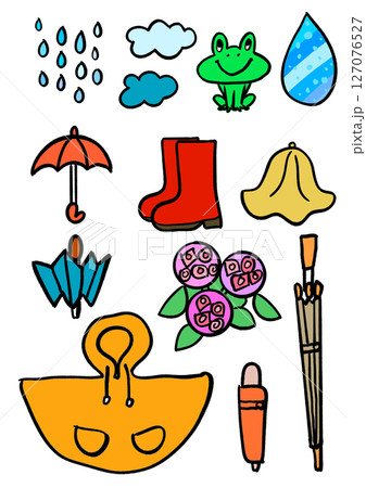 シンプルで可愛い雨のイラストセット 127076527