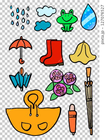 シンプルで可愛い雨のイラストセット 127076527