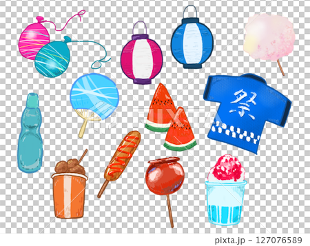 夏祭りイラストセット 127076589