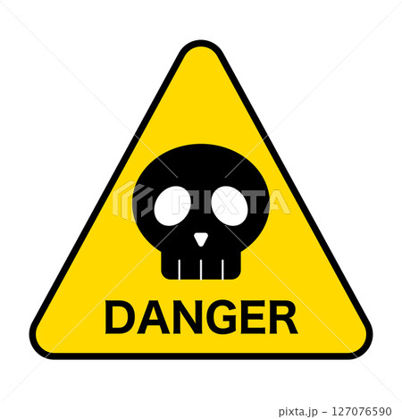 危険ドクロ標識マーク　黄色 127076590