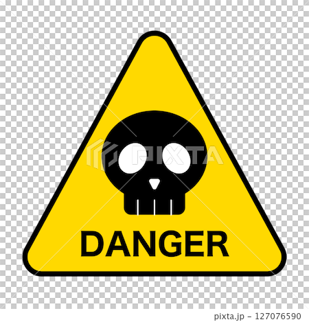 危険ドクロ標識マーク　黄色 127076590