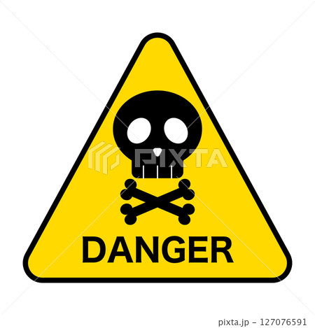 危険ドクロ標識マーク　黄色 127076591