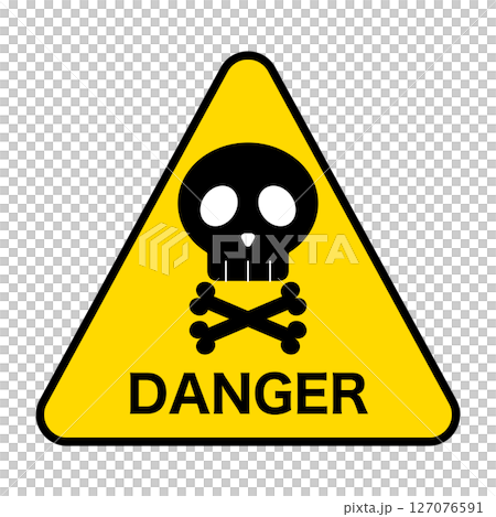 Danger skull sign yellow 127076591