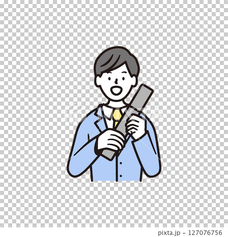 一名男高中生微笑著拿著畢業證書的插畫素材 一名男高中生微笑著拿著畢業證書的插畫素材 127076756