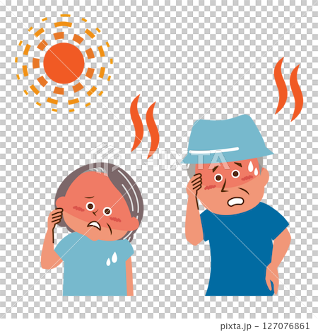 中暑戶外老人插畫素材 127076861