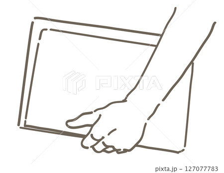 本を抱えているイラスト。手と本。シンプルタッチ、ベクターイラスト素材。 本を抱えているイラスト。手と本。シンプルタッチ、ベクターイラスト素材。 127077783