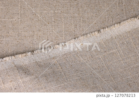 brown hemp viscose natural fabric cloth, sackcloth rough texture of textile fashion 127078213