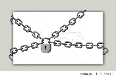 Metal chain and padlock, lock 127078631