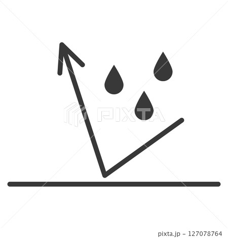 Waterproof icon water protection, surface protection from liquid. Line arrow and water drop. Weather protection symbol. Rainproof material. Simple resistant defence. 127078764