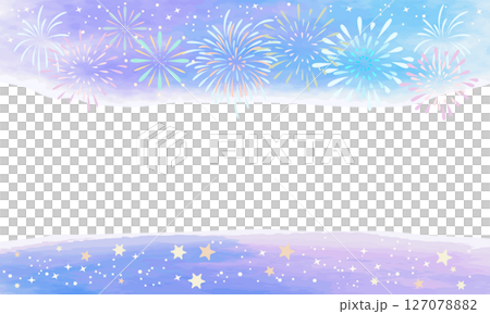 Fireworks and pastel watercolor frame Fireworks and pastel watercolor frame 127078882