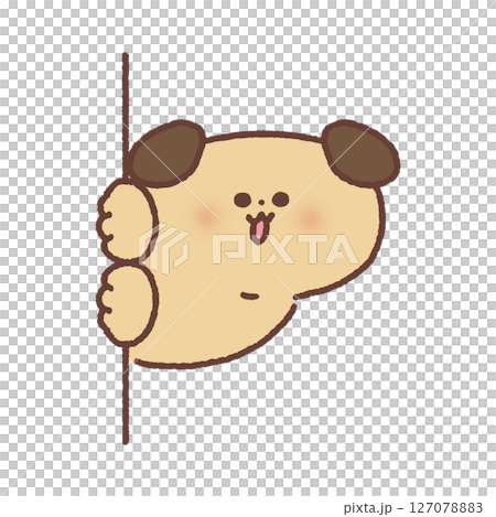 壁からひょっこり顔を出した可愛い犬 壁からひょっこり顔を出した可愛い犬 127078883