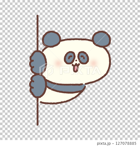 一隻可愛的熊貓從牆上探出頭來 一隻可愛的熊貓從牆上探出頭來 127078885