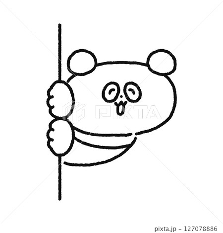 壁からひょっこり顔を出した可愛いパンダ 線画 壁からひょっこり顔を出した可愛いパンダ 線画 127078886