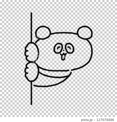 A cute panda peeking out from the wall - Line drawing A cute panda peeking out from the wall - Line drawing 127078886