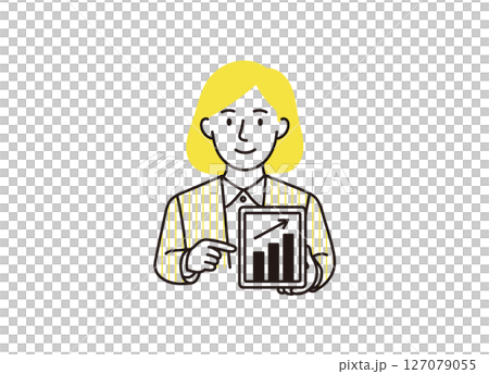 Illustration of a businesswoman holding documents Illustration of a businesswoman holding documents 127079055