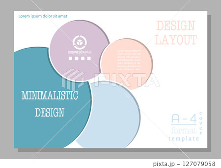 Layout for the cover of a book, brochure, booklet or catalog with simple geometric elements. Poster, banner and creative interior template Layout for the cover of a book, brochure, booklet or catalog with simple geometric elements. Poster, banner and creative interior template 127079058