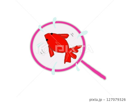 網にとらえられた赤い金魚のイラスト 127079326