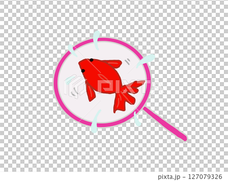 網にとらえられた赤い金魚のイラスト 127079326