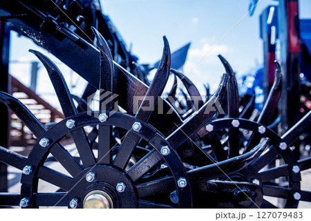 Modern agricultural machinery and equipment. Industrial details. Modern agricultural machinery and equipment. Industrial details. 127079483