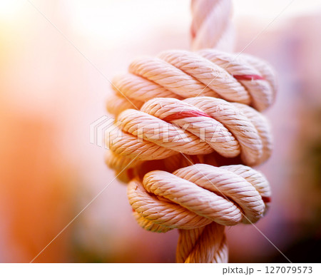 Rope closeup on bloored background. Macro background. Texture 127079573