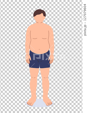Illustration of a chubby man without main lines 127079604