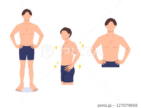 身体を鍛えた男性のセットイラスト 127079608