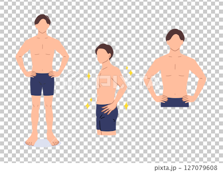 身体を鍛えた男性のセットイラスト 127079608