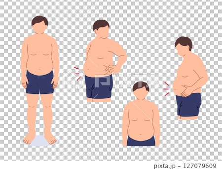 肥満男性の主線なしイラストセット 127079609