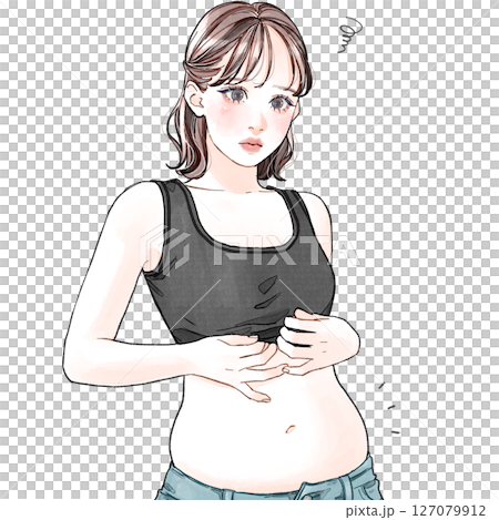 A woman with a protruding belly 127079912