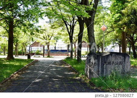 名古屋市熱田区 大瀬子公園入口と新緑 名古屋市熱田区 大瀬子公園入口と新緑 127080827