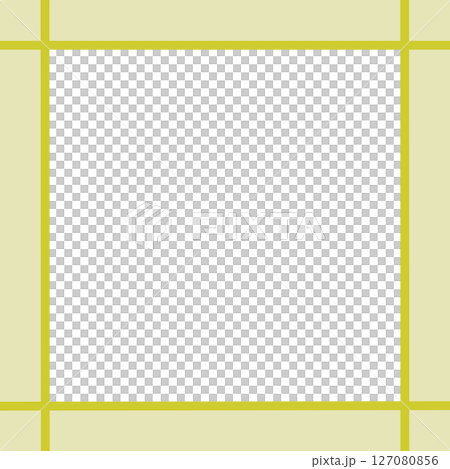黄色背景と交差ラインのシンプル囲み枠（正方形）・中央透過フレーム素材（メッセージ枠・PNG） 127080856