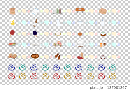 以溫泉旅館物品為特色的線條材料 以溫泉旅館物品為特色的線條材料 127081267
