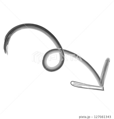 手書き水彩矢印　クルクル下 127081343