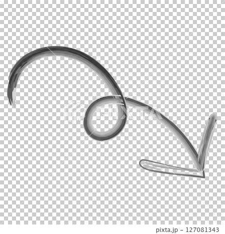 手書き水彩矢印　クルクル下 127081343