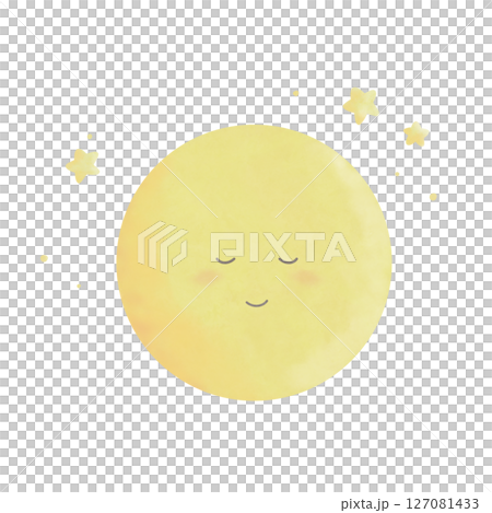 微笑む満月 雲なし 127081433